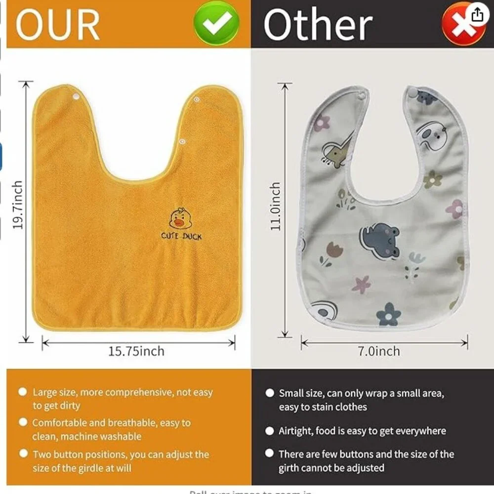 RAXIFU 6 Pack Super Soft Large Towel Bibs for Girls 12-18 Months